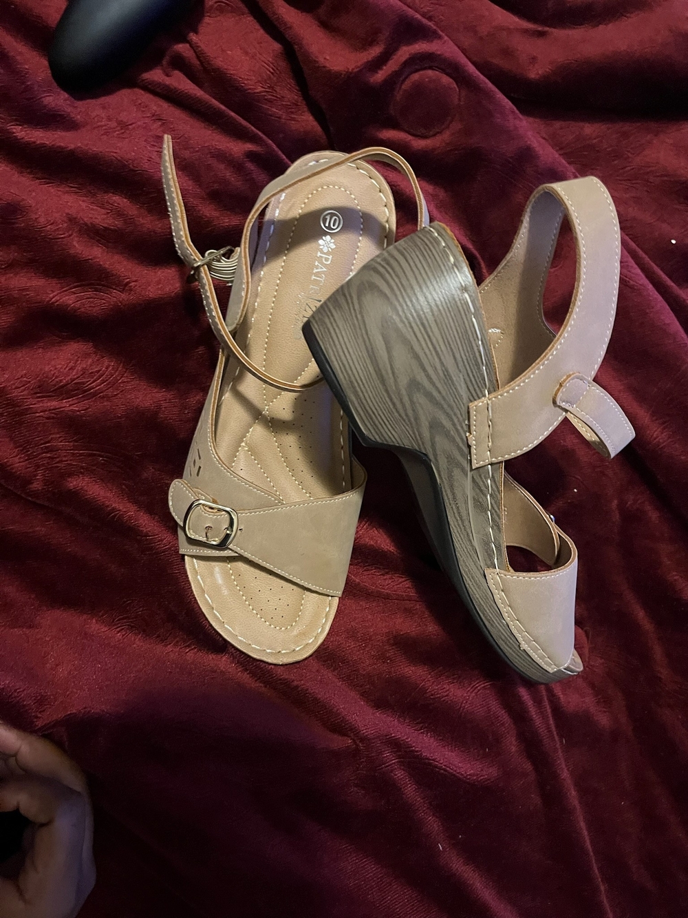 Women's Nude Slingback Wedge Sandals